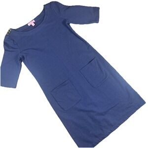 Lilly Pulitzer Women's‎ S Lilah Navy Blue French Terry Half Sleeve Stretch Dress